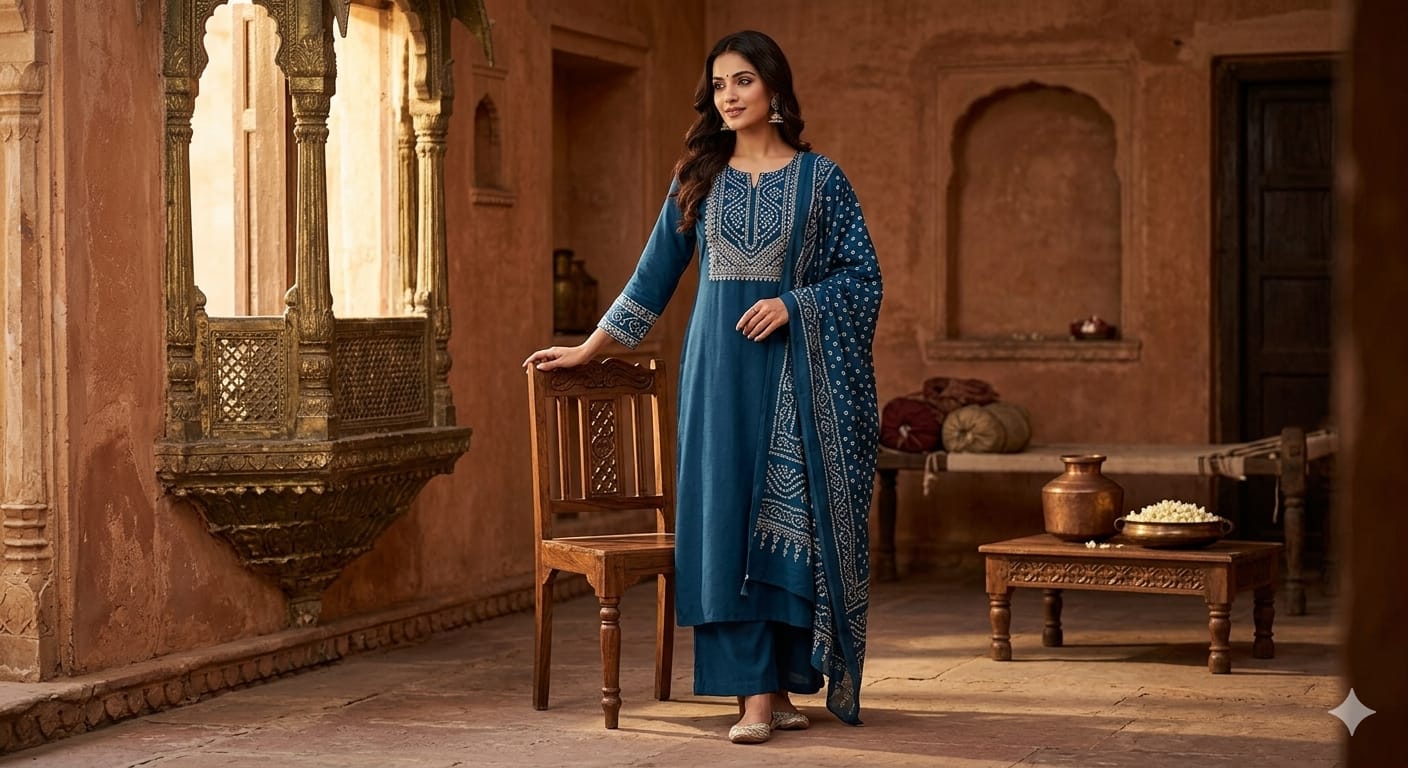 blue bandhani dress by Dress Drop Size:18M