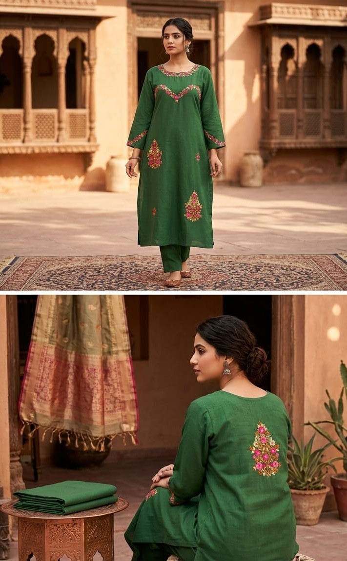 Dark Green Pure Handwork