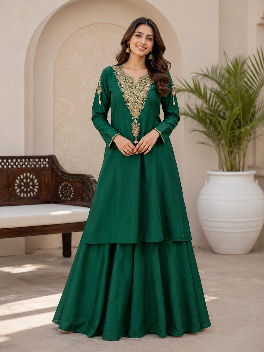 Green Neckline Cordset